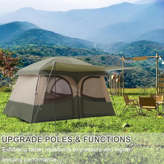 Vidalido Tents,3-4 Person Camping Tent with Extended Vestibule,Weather Resistant Family Tents with Breathable Mesh Windows,Easy Install Waterproof Outdoor Tent for Backpacking and Camping Hiking
