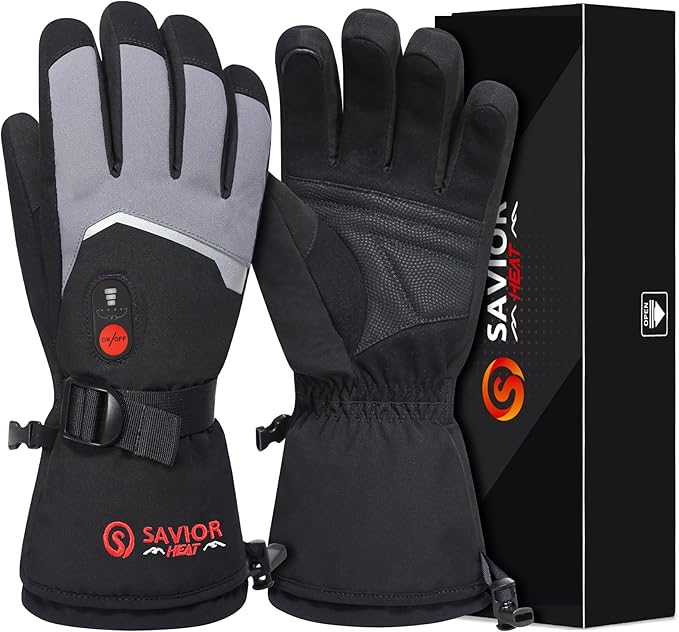 SAVIOR HEAT Heated Gloves for Men Women, 7.4v 2200mah Electric Rechargeable Battery Thick Warming Thermal Glove for Outdoor Skiing Motorcycle Hunting Hiking Camping Walking Dogs