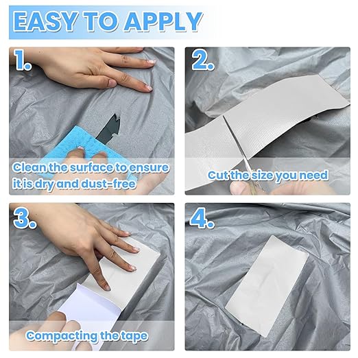 Waterproof Repair Tape for Awning, Tent, Tarp, RV Underbelly, Sail, Boat Cover, Duct Outdoor Repair Patch, Heavy Duty, UVproof, Multipurpose, Clear