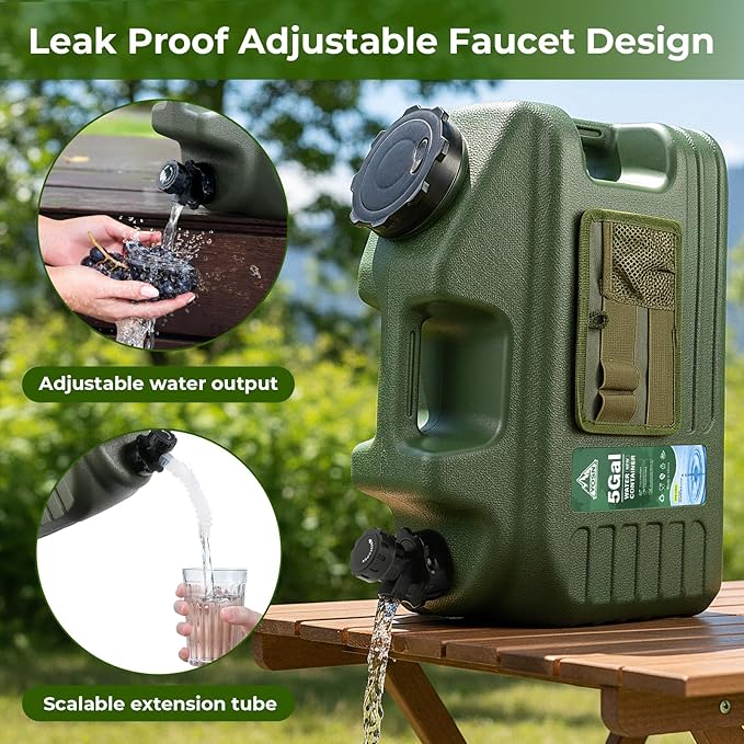 5 Gallon Water Jug, Camping Water Container with Pump, BPA Free Portable Water Dispenser with Spigot, Leak-Proof Large Camping Water Jug for Emergency Storage, Outdoor, Hiking, Road Trips