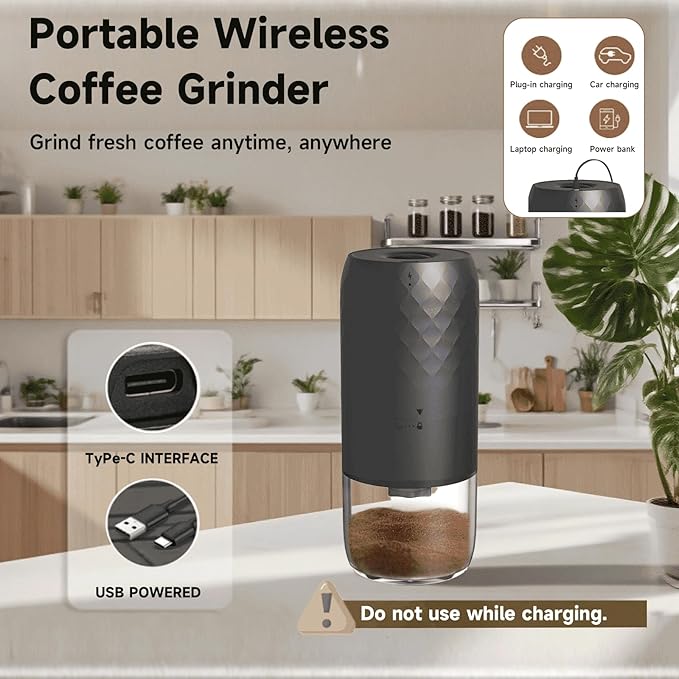 Coffee Grinders for Home Use,Portable Burr Coffee Bean Grinder Electric with Cleaning Brush,20 Cups Per Charge,Espresso Grinder for Travel, Camping, Home & Office.