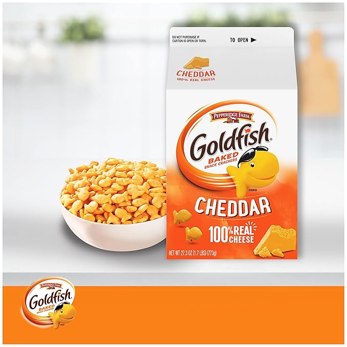 Goldfish Cheddar Cheese Crackers, 27.3 oz Carton (Pack of 4)