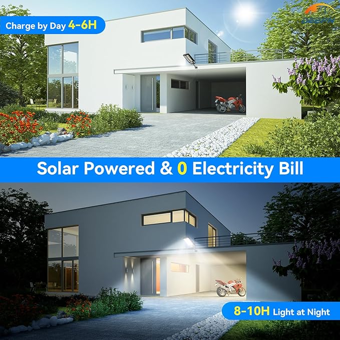 Solar Lights Outdoor for Outside, IP66 Waterproof Solar Outdoor Lights, 6500K Dusk to Dawn Led Security Flood Lights Motion Sensor with Remote Control for Yard, Entryway, Garage 3 Pack