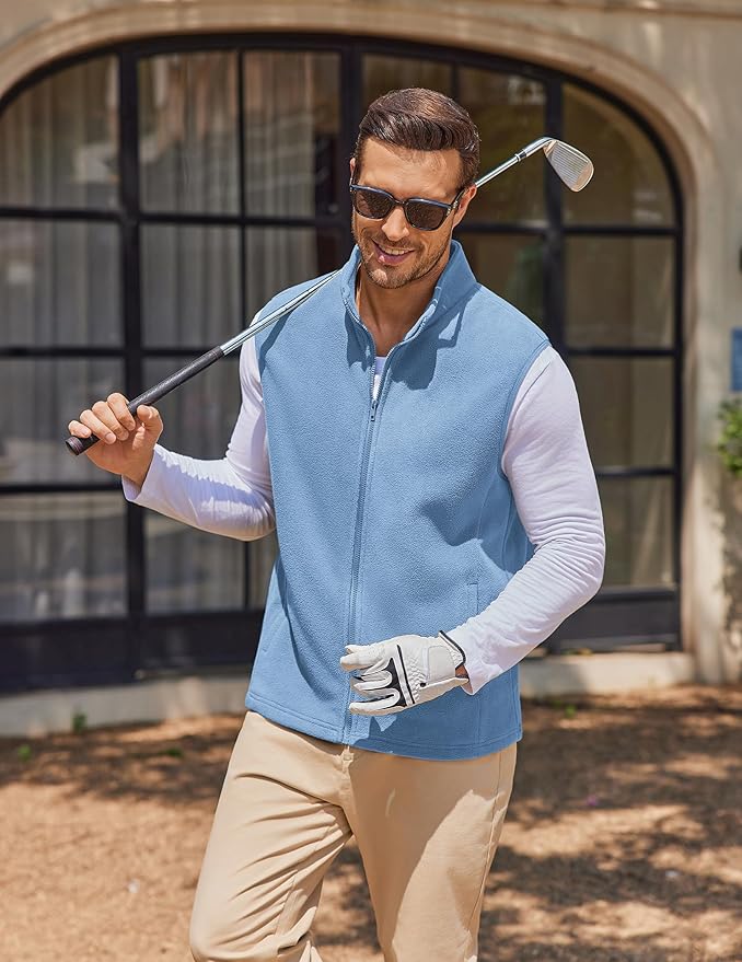 COOFANDY Mens Polar Fleece Vest Lightweight Sleeveless Jacket Warm Zip up Outerwear Vests with Zipper Pockets for Hiking