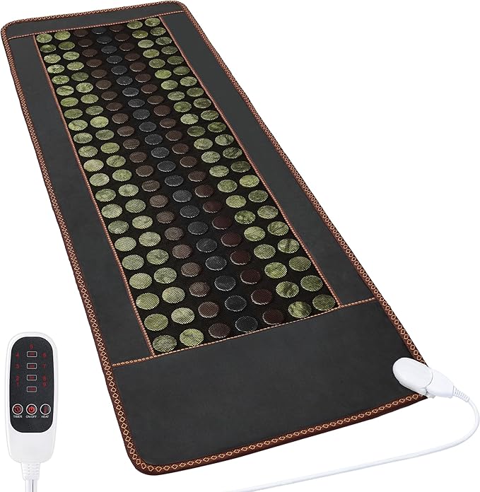 Far Infrared Heating Pad, Natural Jade and 2 Different Tourmaline Large Heating Pad, Electric Heating Pads for Back Abdomen, Auto Shut Off Function, 72" X 24",Father's Day Gifts