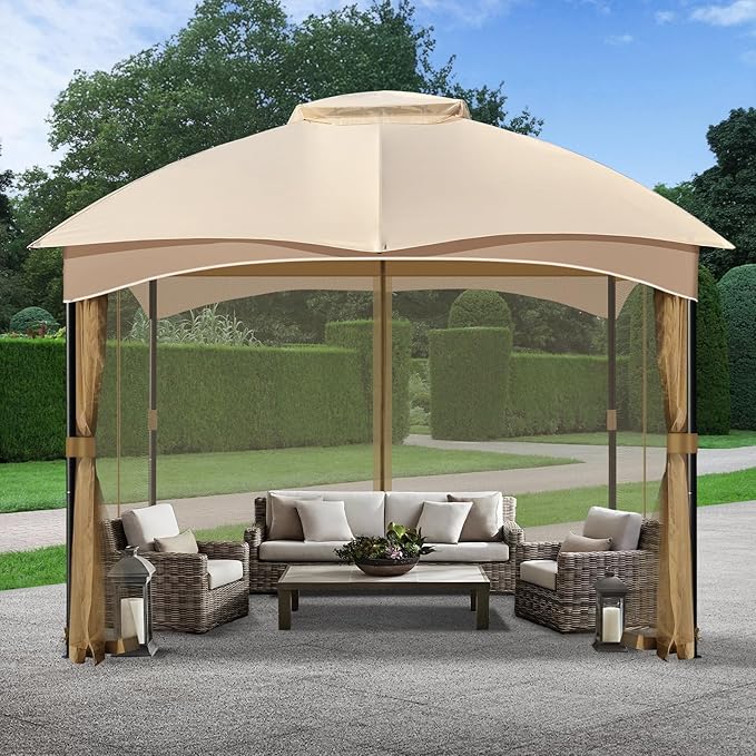 COWVIE Gazebo Replacement Netting Screen, 10' x 10' Universal Gazebo 4-Panel Mosquito Sidewalls with Double Zippers for Outdoor Patio (Only Netting)