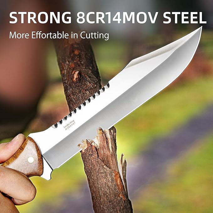 NedFoss 13.5" Machete Knife with Leather Sheath, Strong 8Cr14Mov Steel 0.22" Thick Blade Full Tang Kukri Machete for Cutting Trees Heavy Duty, Fixed Blade Knife for Yard Work Clearing Brush