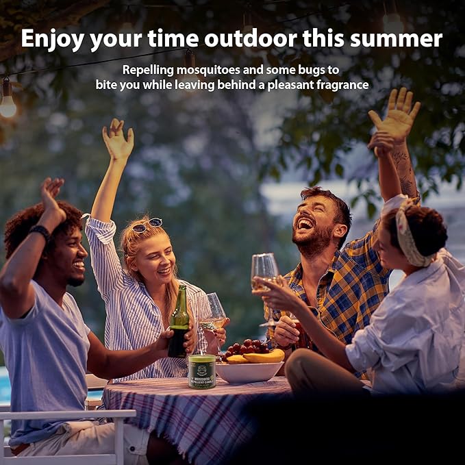 KICKOUTOR® Mosquito Repellent Citronella Candles Outdoor, 2-Pack | Total 18 Ounce 60-Hour DEET-Free Bug Protection for Patio Camping Picnic Backyard Room, Infused with 5 Plant Essential Oils