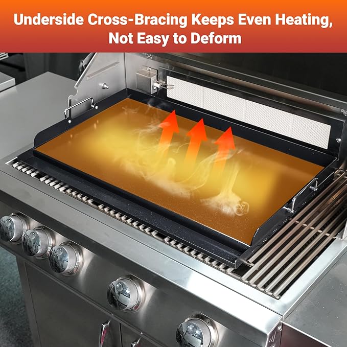 Skyflame 23"x16" Universal Grill Flat Top Griddle, Ceramic Coating Nonstick BBQ Cooking Griddle with Handles and Grease Groove, Fit for Gas/Charcoal Grills