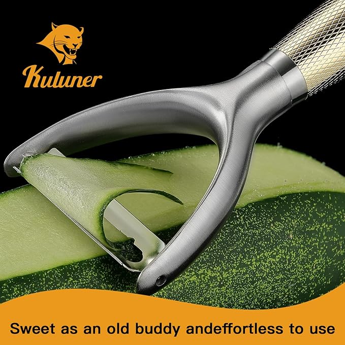 Luxury Y-Type Vegetable Peeler – 24K Gold Plated Handle, 304 Stainless Steel Ultra Sharp Blade, Ideal for Potatoes, Apples, and Other Fruits & Vegetables