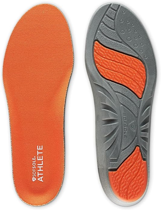 SOF SOLE ATHLETE Performance Men's Insoles - PU Foam & Gel Inserts - Heel-to-Toe Cushioning, Support, & Moisture Control, - Lightweight Comfort & Stability - Ideal for Runners, Walkers, Athletes