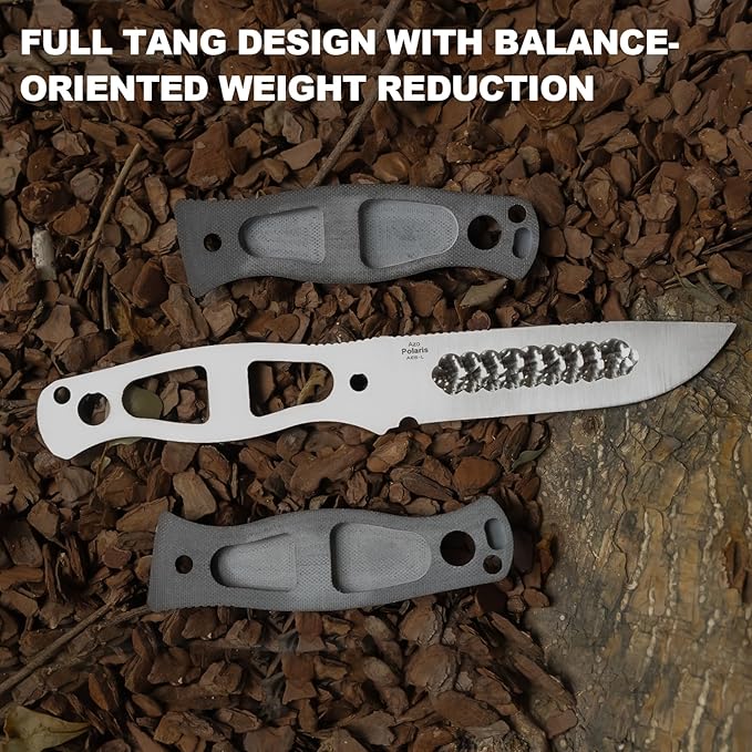 Kizer Polaris Fixed Blade Knife, 4.23" AEB-L Steel Camping Knife with Brown Black Micarta & Black G10 Handle, Survival Hunting Bushcraft Knives with Adjustable Sheath & Sharpener, 1100A3