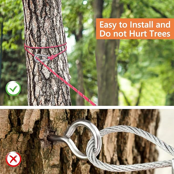 XiaZ Dog Tie Out Cable for Camping, 50ft Portable Overhead Trolley System for Dogs up to 200lbs,Dog Lead for Yard, Camping, Parks, Outdoor Events,5 min Set-up