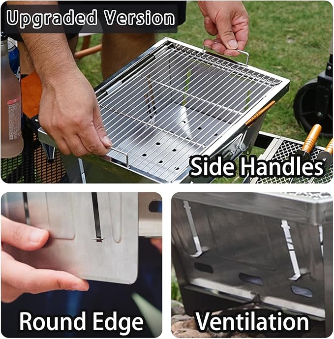 IGT Camping Grill, Portable Charcoal Grill, Outdoor Camping Stove with Carrying Bag, Folding BBQ Grill