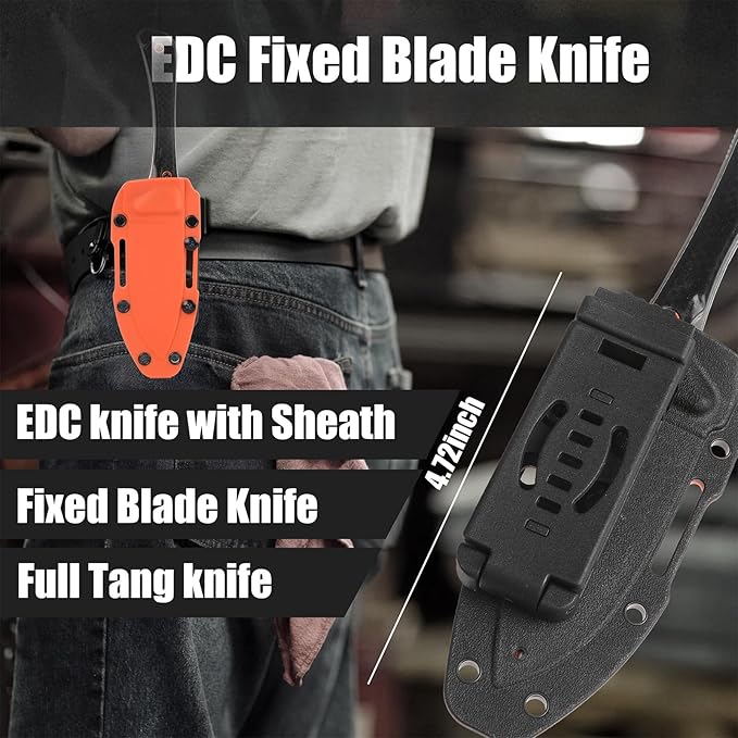 Camping Knife, Fixed Blade Knife With Sheath, Hunting Knife 440c Steel For Outdoor, Hiking, Hunting, Camping (Black)