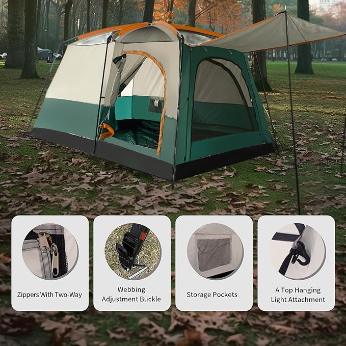 Camping Tent, Easy Setup, 1-2-8-10 Person Waterproof and Portable Tent for Camping Hiking Outdoor