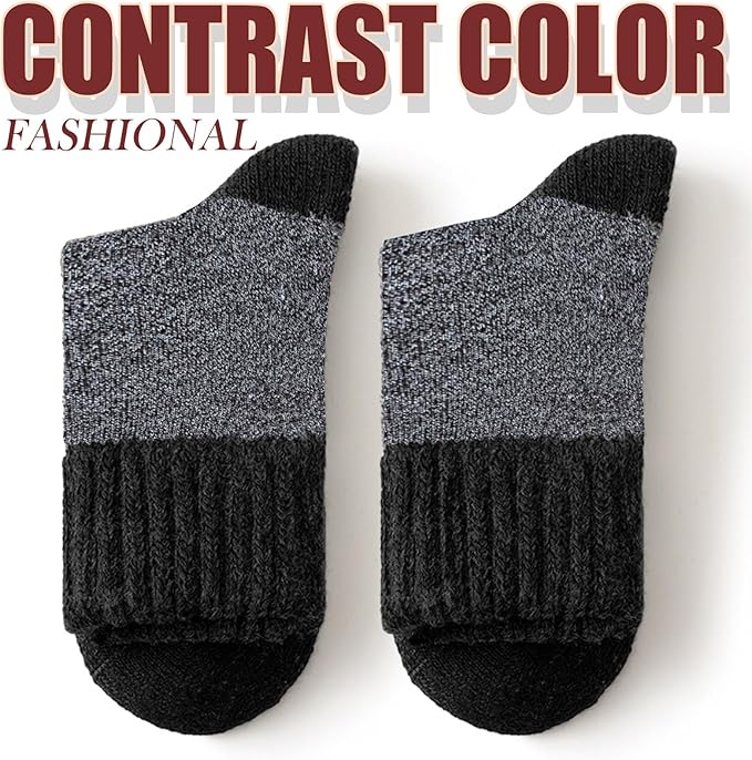 Josnown 5 Pairs Wool Socks Mens, Thick Warm Winter Thermal Cozy Boot Socks