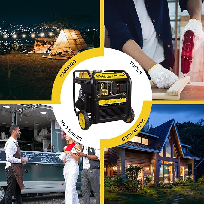 Aceup Energy 4500 Watt Gas Powered Generator, Inverter Portable Generator 223cc for Home Use RV Camping, EPA Compliant