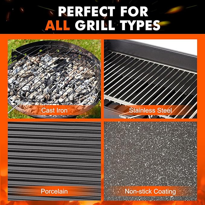 1+2PCS Bristle Free Grill Brush Non Metal Bristles for Outdoor Grill, Upgraded Safe No Wire Steam Brush with Scraper Replaceable Head, BBQ Sponge Grilling Cleaner for Dad