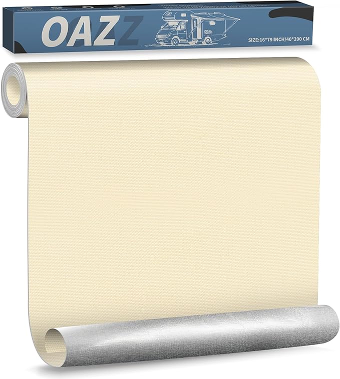 OAZ 16 x 79 inch Canvas Repair Patches Canvas Fabric Patch Self-Adhesive Canvas Repair Tape Waterproof Outdoor Gear Repair Patch Kit for Boat Cover Awning Sofa Chair Couch Tent Bag (Beige)