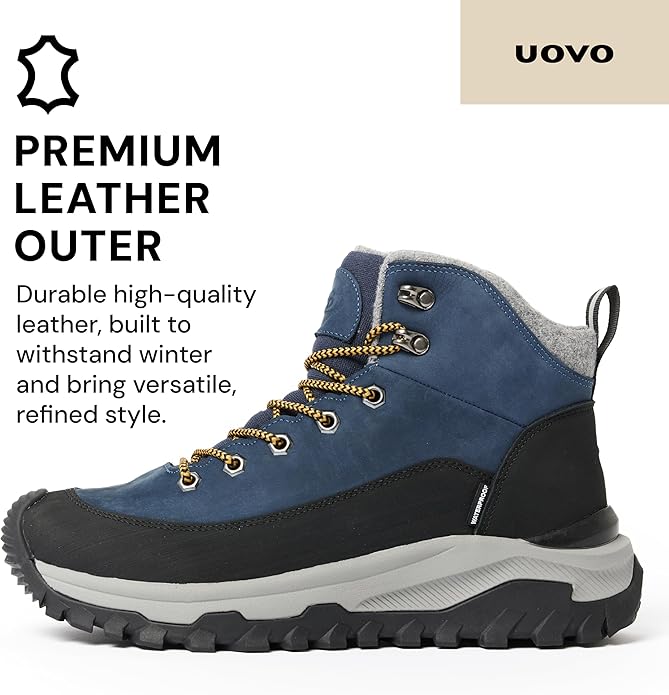 UOVO Men’s Winter Boot, Waterproof Leather