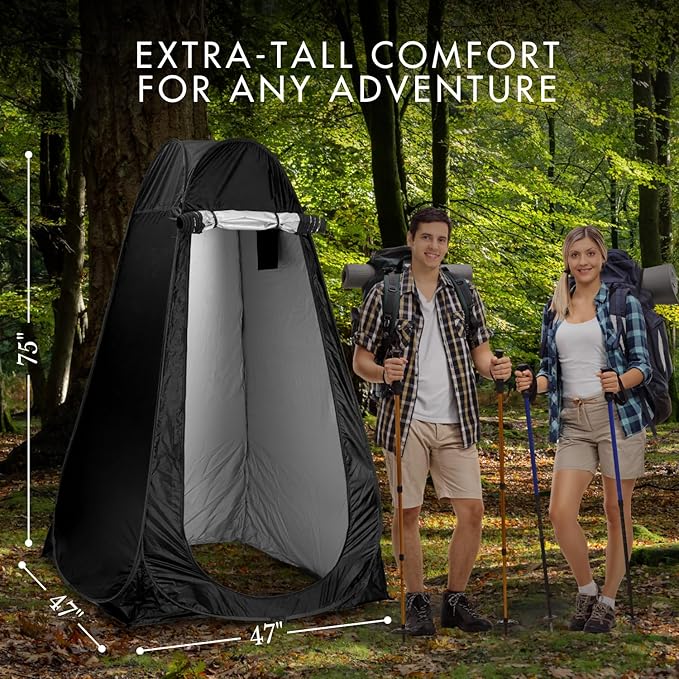 Pop Up Privacy Tent for Portable Toilet. Camp Shower or Changing Tent, Water-Repellent, Compact, UV-Protective. Ideal for Beach, Hiking, Camping Essentials and Festivals. Includes Carry Bag.