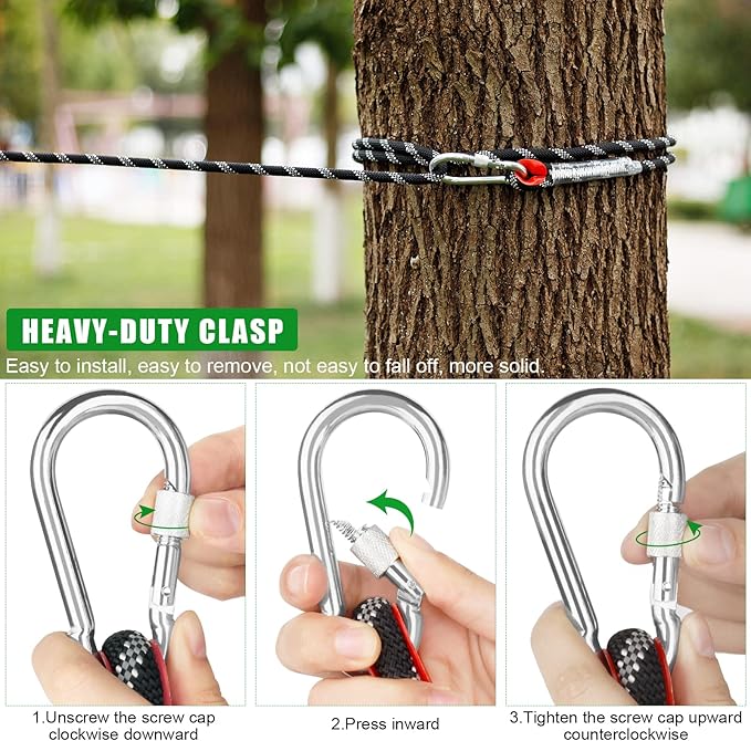Dog Camping Essentials,Tie Out Cable for Camping,50ft Portable Overhead Trolley System with 10ft Runner Lead for Dogs up to 200lbs,Portable Reflective Dog Lead Line for Yard, Park and Outdoor (Black)