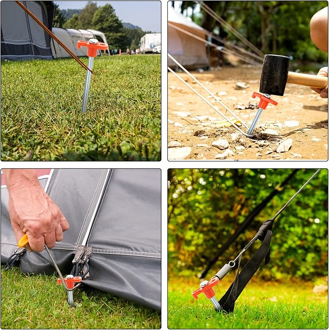 Yesland 20 Pack Tent Stake Heavy Duty, 10 Inch Non-Rust Metal Tent Pegs Ground Yard Stake Tent Spikes for Camping Patio, Garden, Canopies, Grassland, Outdoor, Hiking, Orange