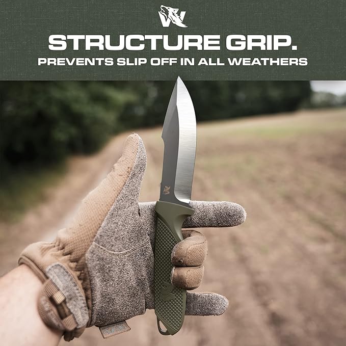 WOLF-II Full Tang Survival Knife with Sheath and Multi Lok - Strong Tactical Fixed Blade - Made of D2 Steel - Bushcraft and Camping Knife - EDC Outdoor Knife with TPE Handle