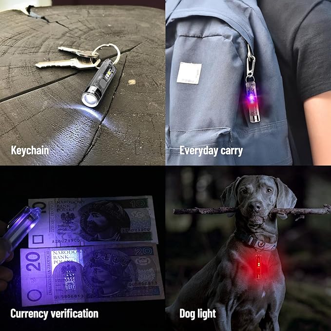 NICRON K11 Rechargeable Keychain Flashlight Lightweight,400 Hight Lumen with Extra 4 Sidelight, IPX4 EDC Mini Flashlight Be Used for Camping Outdoors Emergency Daiy Use
