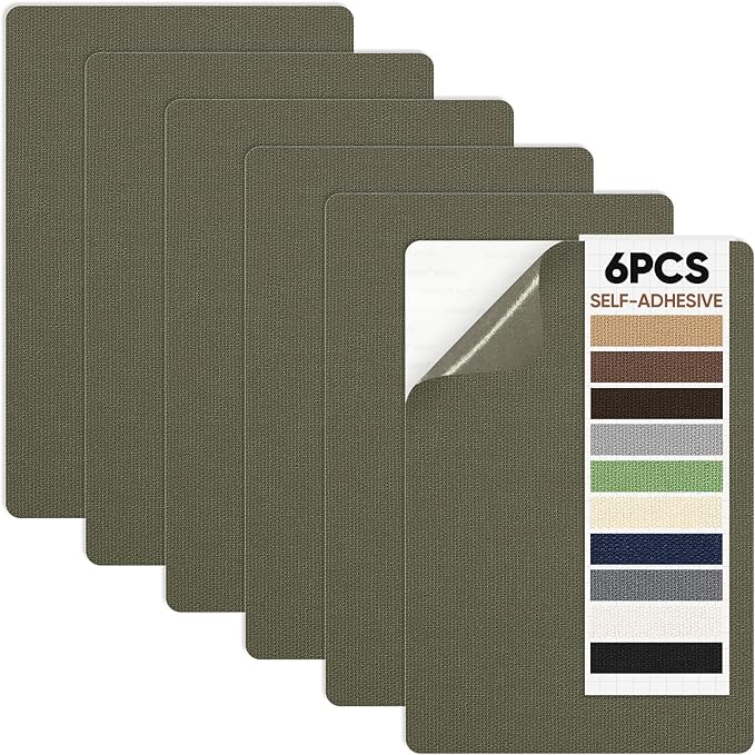 Canvas Repair Patch 5.5 x 8 Inches 6Pcs Self-Adhesive Waterproof Canvas Patch Kit for Repairing Tents,Sofas,Boat Covers,Camping Chair,Awnings,Car Seats.(Army Green)