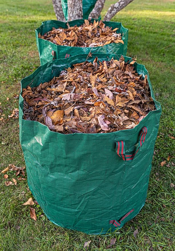 Gardzen 3-Pack 72 Gallon Yard Waste Bags, Reusable Heavy Duty Collapsible Garden Leaf Bags with Plastic Ring, Stand-Up Yard Waste Bin for Leaves, Lawn Debris & Grass Clippings