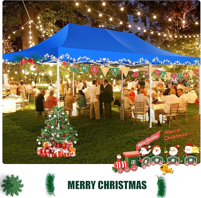 COBIZI 13x26 Pop Up Canopy with Sidewalls Heavy Duty Canopy Party Tent for Parties, Outdoor Wedding Large Event Tent Wind Waterproof UPF 50+ Ez Up in Garden Lawn with Roller Bag, Blue