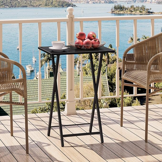 HOOBRO Folding TV Tray Table, Stable Snack Table for Small Space, Portable Sofa Side Table, Easy Assembly and Storage, Ideal for Snacks and Meals in Living Room, Black BK15BZ01