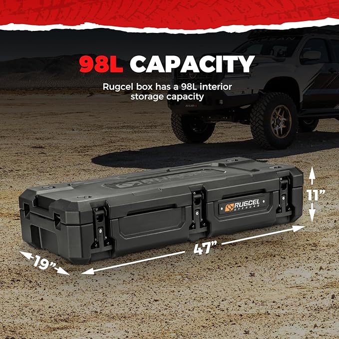 RUGCEL 98L Off-Road Storage Case - 90 Quart Waterproof Dry Box for Overland Trips, Car Camping & Roof Gear Storage