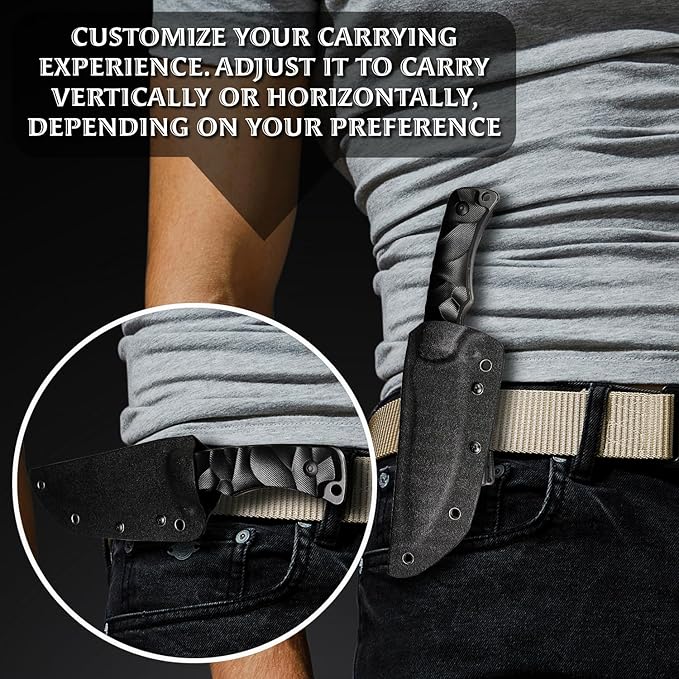 OERLA TAC OLL-005 Outdoor Knife Fixed Blade Camping Hunting Survival Field Knife 420HC Full Tang Steel Blade with Kydex Sheath and EDC Tactical Belt Clip