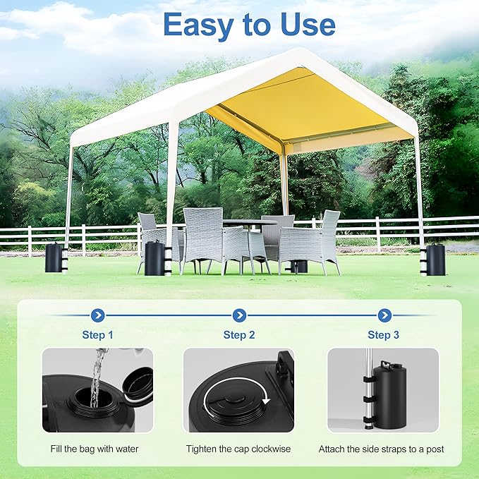 Canopy Water Weights Bag, 88 lb Tent 4 Leg Weights Bag, Portable 10L Water Bag Windproof Fixed Canopy Weights Bag, for Outdoor Pop Up Tent, Canopies, Gazebo, Shelter, 4 Pack (10L Black)