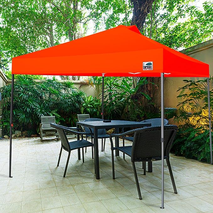 Eurmax USA NOMATTER ONE-Person Open&Close 10x10ft Pop Up Canopy Tent,Portable Shelter Canopy for Outdoor Events,Instant Canopies, Temporary Sunshade,Bonus 4 Sand Bags(Hi-Vis Orange)