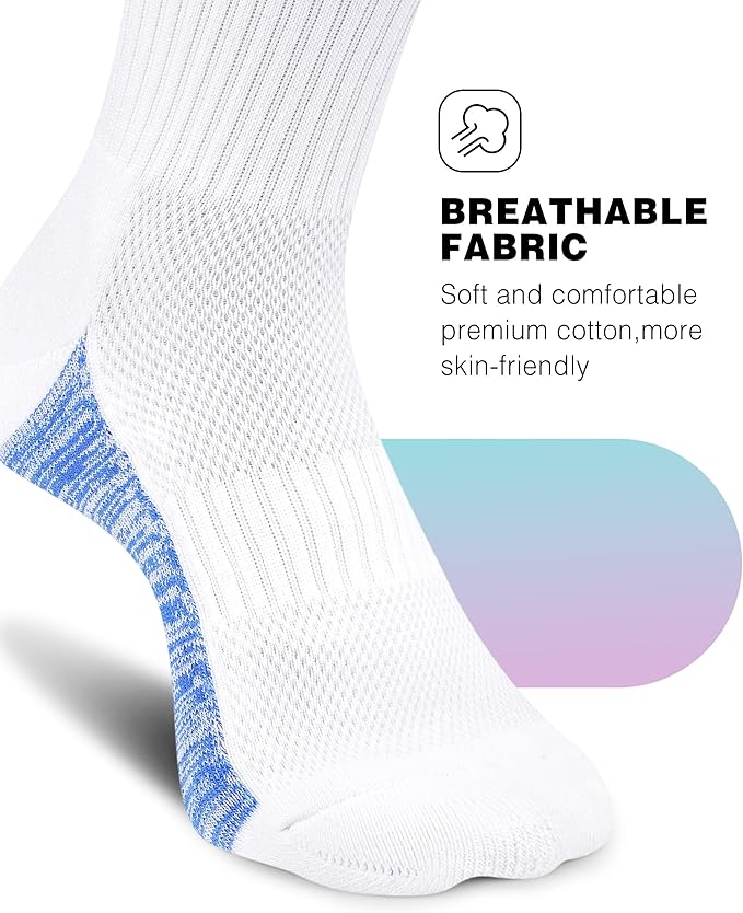 Crew Socks for Women,Athletic Hiking Running Compression Socks with Cushioned Support 3-6 Pairs