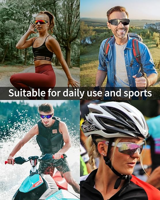 Rosemal Sports Sunglasses Polarized Cycling Sunglasses Running Driving Fishing Hiking for Men Women UV400 TAC TR90