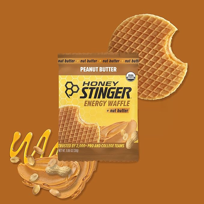 Honey Stinger Organic Peanut Butter Energy Waffle Variety Pack, 6 Pack Each of Peanut Butter, PB Chocolate and PB Strawberry, Nutritious Stroopwafel Snack for Exercise, Endurance and Performance