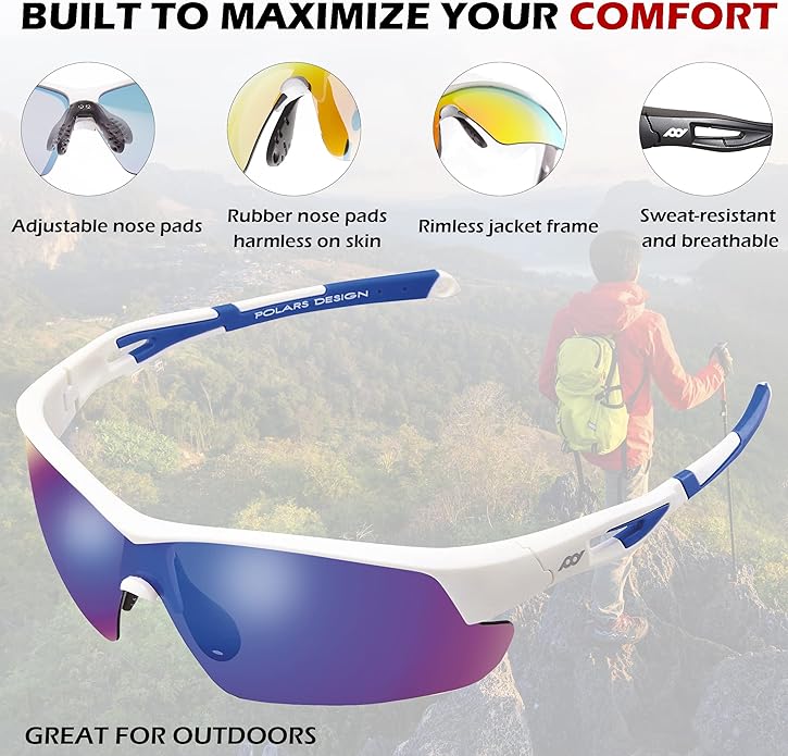 Outdoor Sports Polarized wrap around Cycling Sunglasses for Men & Women TR90 Frame UV Protection for fishing