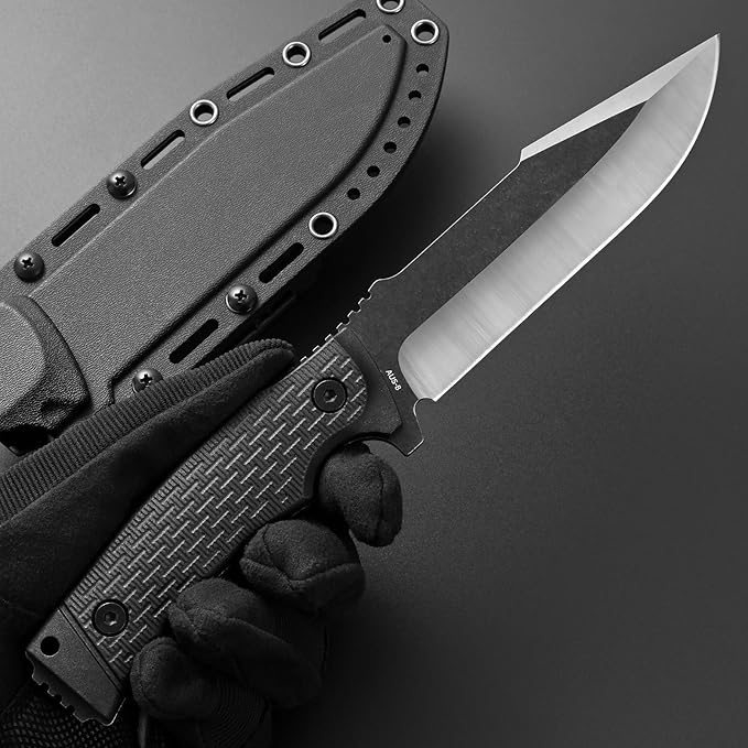 GTK3 Fixed Blade Knife AUS-8 Steel Blade Nylon Fiberglass Handle Full Tang EDC Tool Knifes for Outdoor Camping Survival Adventure Bushcraft (black)