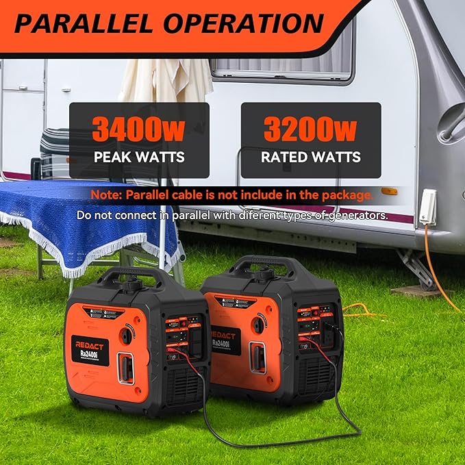 2400 Watts Portable Inverter Generator - Small Gasoline Powered for Home Backup, Camping, RV, Tailgating & Emergencies with CO Protection, Eco Mode, Recoil Start, Parallel Capable