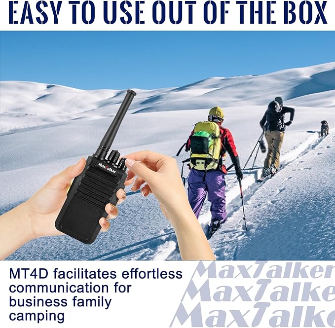 Radios Walkie Talkies Long Range: MaxTalker MT4D Rechargeable Walkie Talkies for Adults with Upgraded Earpiece, Type-C Charging Two Way Radio for Camping School Restaurant,6 Pack