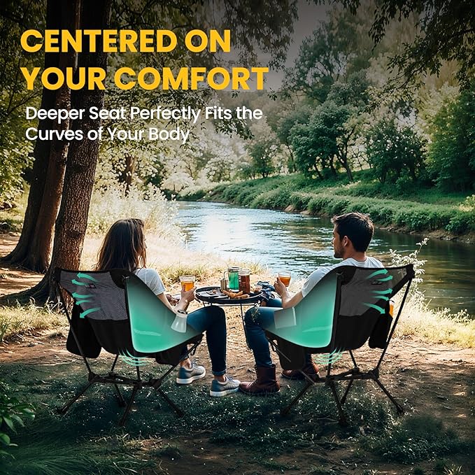 Overmont Ultralight Portable Camping Chair- Lightweight Folding Backpacking Chair, Support up to 330Lbs Compact Beach Chair for Adults with Carry Bag for Backpack Hiking Fishing Outdoor Camp Travel