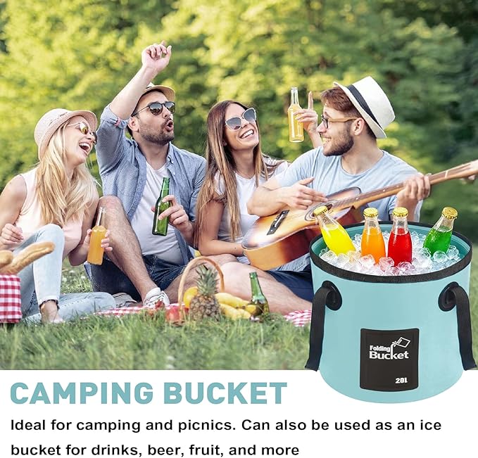 Portable Shower for Camping with 20L Foldable Bucket, 5 Pressure Levels Rechargeable Camping Shower Pump with Camping Light & Intelligent LED Display, 6000mAh Outdoor Shower for Hiking, Travel, Car