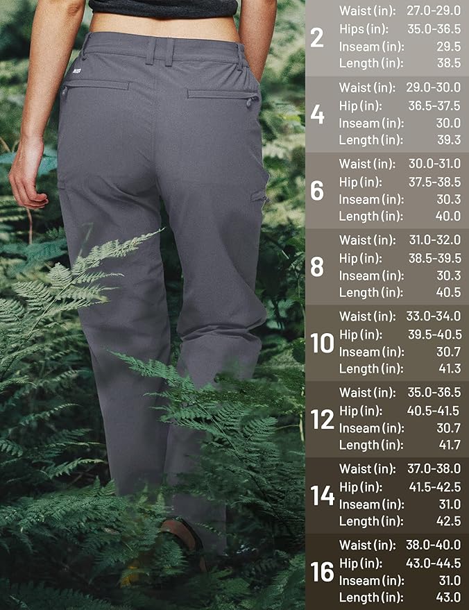 MIER Women's Quick Dry Cargo Pants Lightweight Tactical Hiking Pants with 6 Pockets, Stretchy and Water-Resistant
