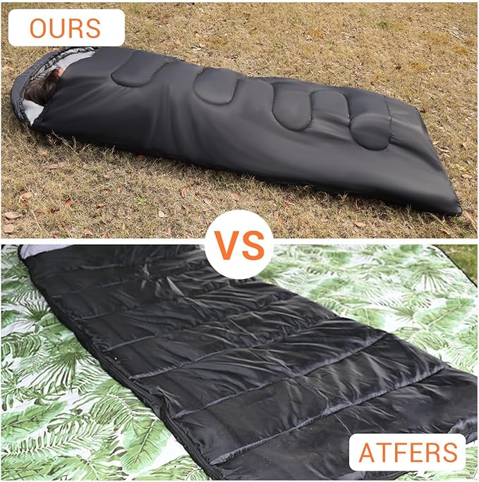 Sleeping Bags for Adults Backpacking Lightweight Waterproof- Cold Weather Sleeping Bag for Girls Boys Mens for Warm Camping Hiking Outdoor Travel Hunting with Compression Bags(Black