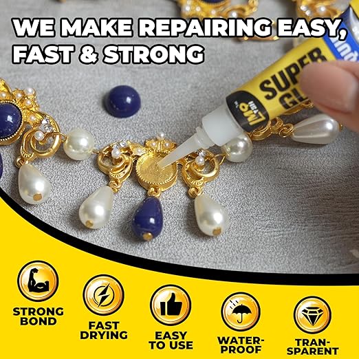 12ร3g Mini Super Glue Clear Liquid, All Purpose Single Use Superglue Heavy Duty Strong for Plastic Ceramic Glass Metal Repair, Instant Cyanoacrylate Adhesive Bonding Wood Miniatures 3D Print